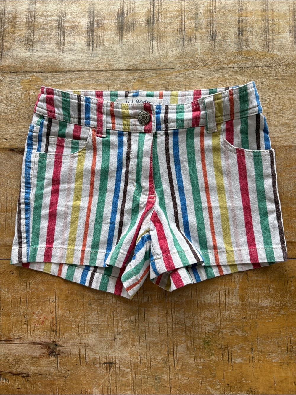 Mini Boden Girls' Multi-Color Striped Cotton Shorts 7Y